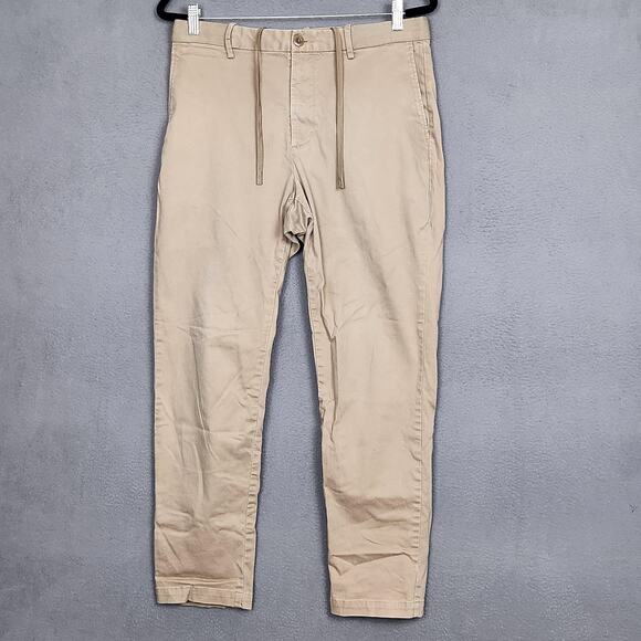 Uniqlo Pants Mens Medium Khaki Flat Front Stretch Chino Drawstring Waist Casual - Picture 1 of 14